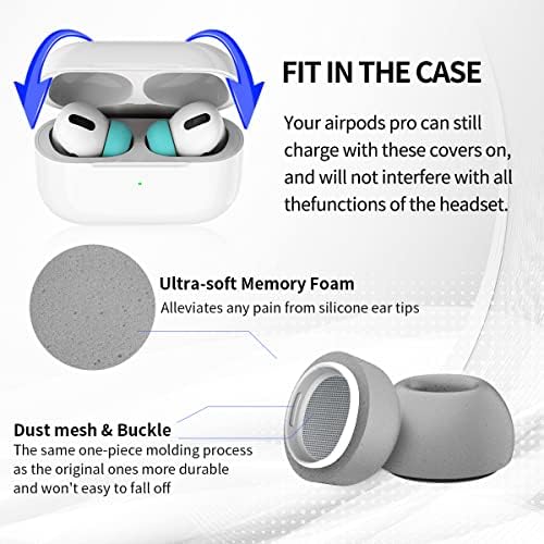 [4 זוגות] עבור טיפים לאוזניים של AirPods, טיפים להחלפה של אוזניים ל- AirPods Pro עם חור הפחתת רעש | להתאים